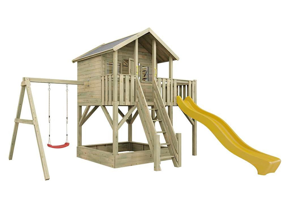 Stelzenhaus 'BIG XL' inkl. Einzelschaukel & Rutsche Gelb, 448,5x292,7x322,7cm (BxTxH)