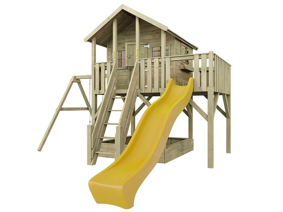 Stelzenhaus 'BIG XL' inkl. Einzelschaukel & Rutsche Gelb, 448,5x292,7x322,7cm (BxTxH)
