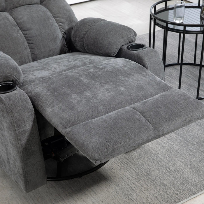 Relax armchair with foot support lying armchair rotatably dark gray, 88x96x108cm