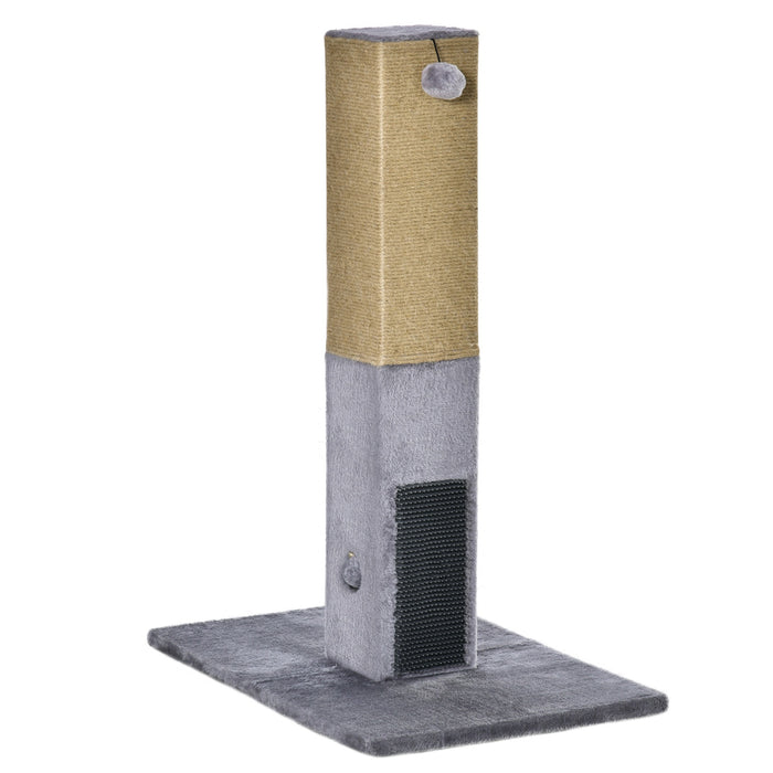 Cat Scratching Post, avec corde de jute comprenant des jouets en peluche gris, 59,5x39x79cm