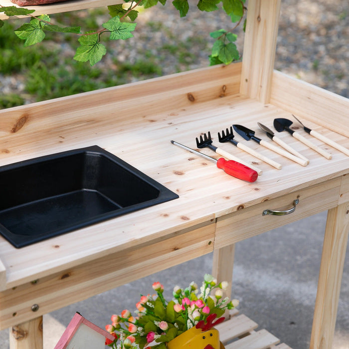 Pflanztisch mit Schublade 2 Stufen Gärtnertisch mit waschbecken und Ro — floki24