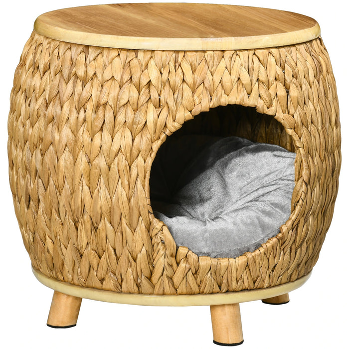 Cat Cave en herbe de jacinthe d'eau, oreiller lavable, 44x43x42cm