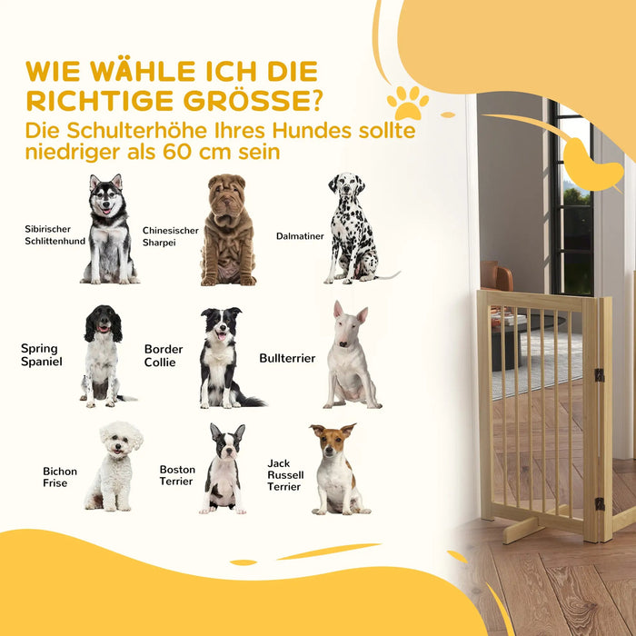 Hunde-Absperrgitter freistehend klappbar Holzrahmen, 220x36x91cm