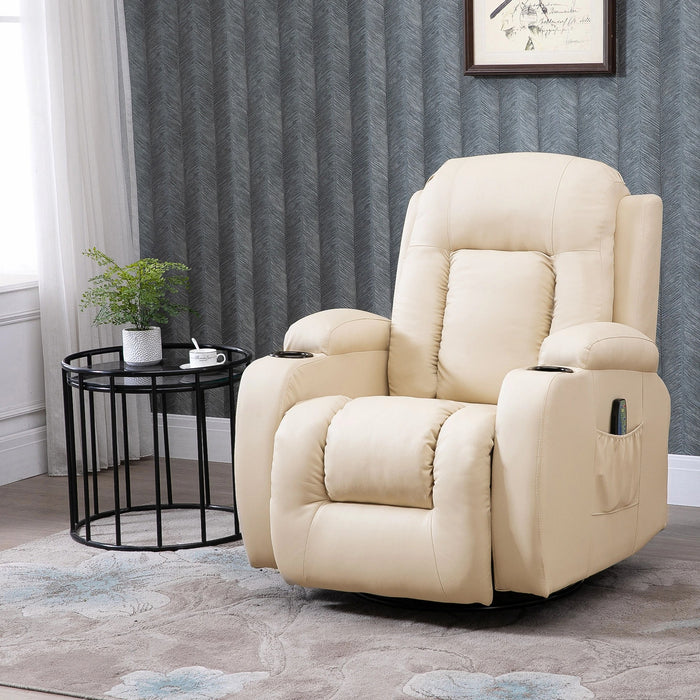 Chaise de massage, fauteuil de relaxation, fonction d'évasion, 8 points de vibration, y compris la télécommande, la crème