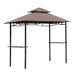 Grillpavillon Gartenzelt Grill Pavillon Balkonpavillon mit Ablagen Flammhemmendes Doppeldach Kaffeebraun, 245x148x252cm