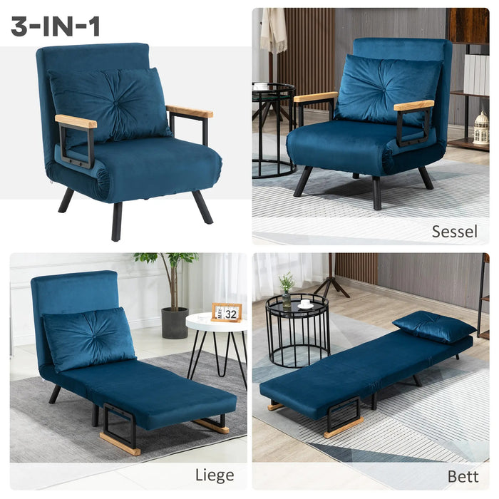 Détendez le fauteuil à Skiere Dignity Chaise de lecture de chaise de lecture comprenant un oreiller bleu, 63x73x81cm