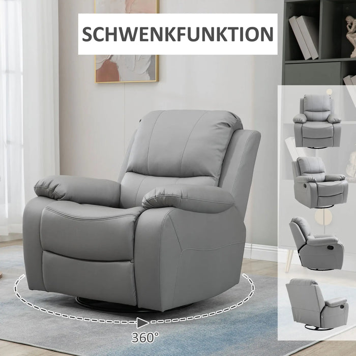 Détendez le fauteuil en fauteuil couché en fauteuil en chef incertible rotatif gris Wipfunction, 93x100x98cm