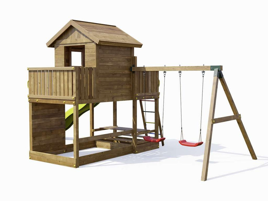 Palafitta 'SATURN' impregnata a pressione incl. scivolo giallo, 558x301x280 cm (LxPxA)