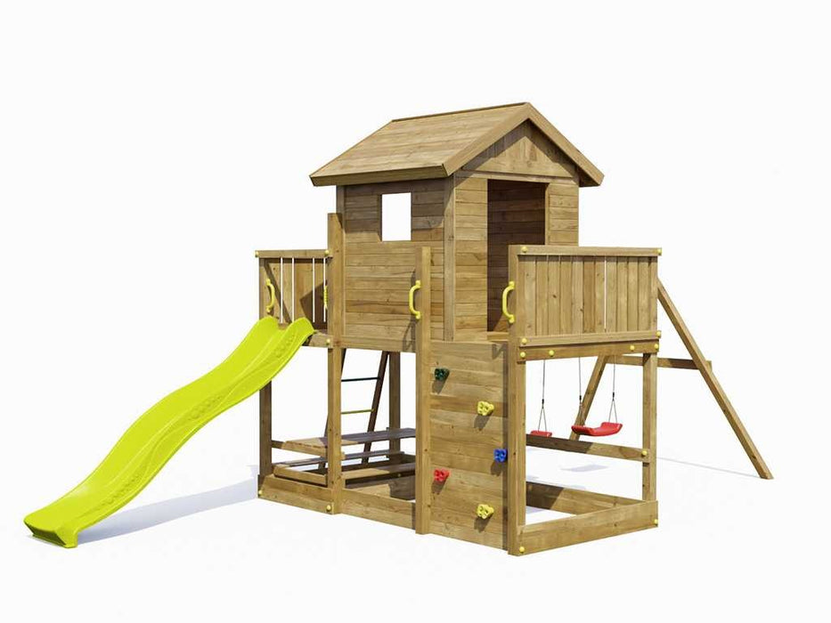 Palafitta 'SATURN' impregnata a pressione incl. scivolo giallo, 558x301x280 cm (LxPxA)