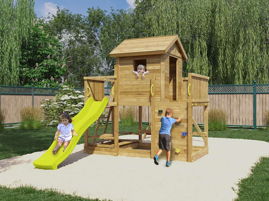 Palafitta 'SATURN' impregnata a pressione incl. scivolo giallo, 558x301x280 cm (LxPxA)