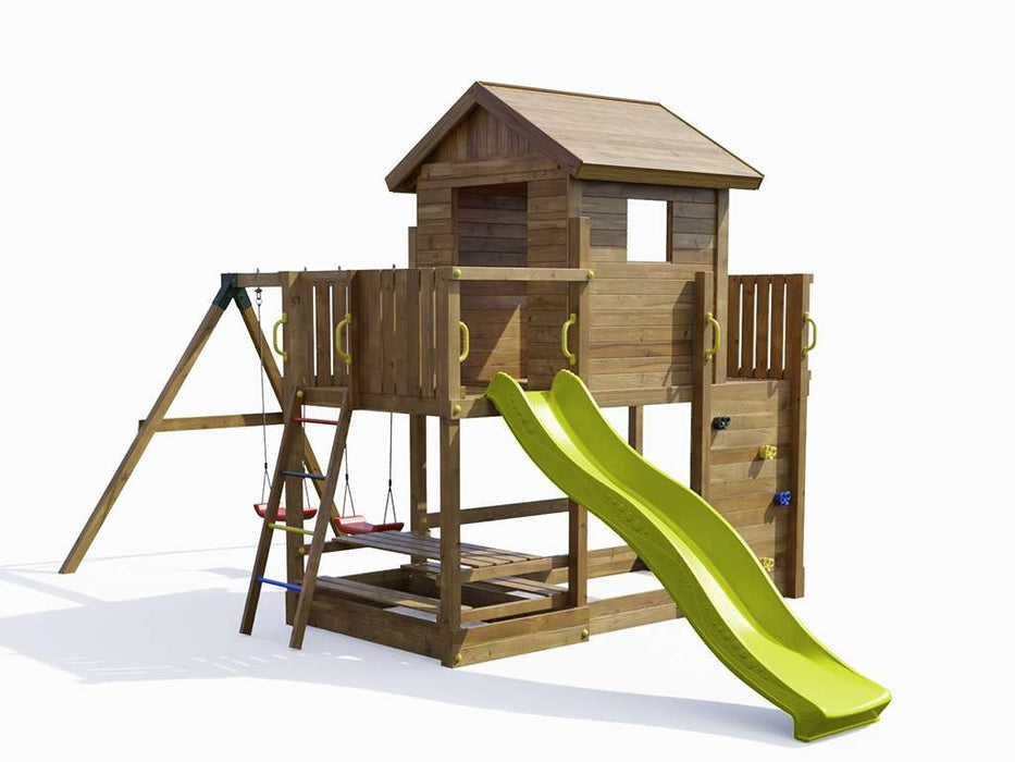 Palafitta 'SATURN' impregnata a pressione incl. scivolo giallo, 558x301x280 cm (LxPxA)