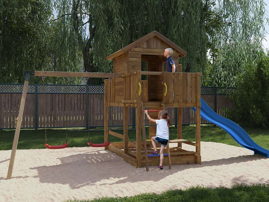 Maison sur pilotis 'SATURN' imprégnée sous pression, 365x301x280cm (LxPxH)