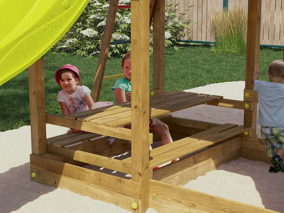 Palafitta 'SATURN' impregnata a pressione incl. scivolo giallo, 558x301x280 cm (LxPxA)