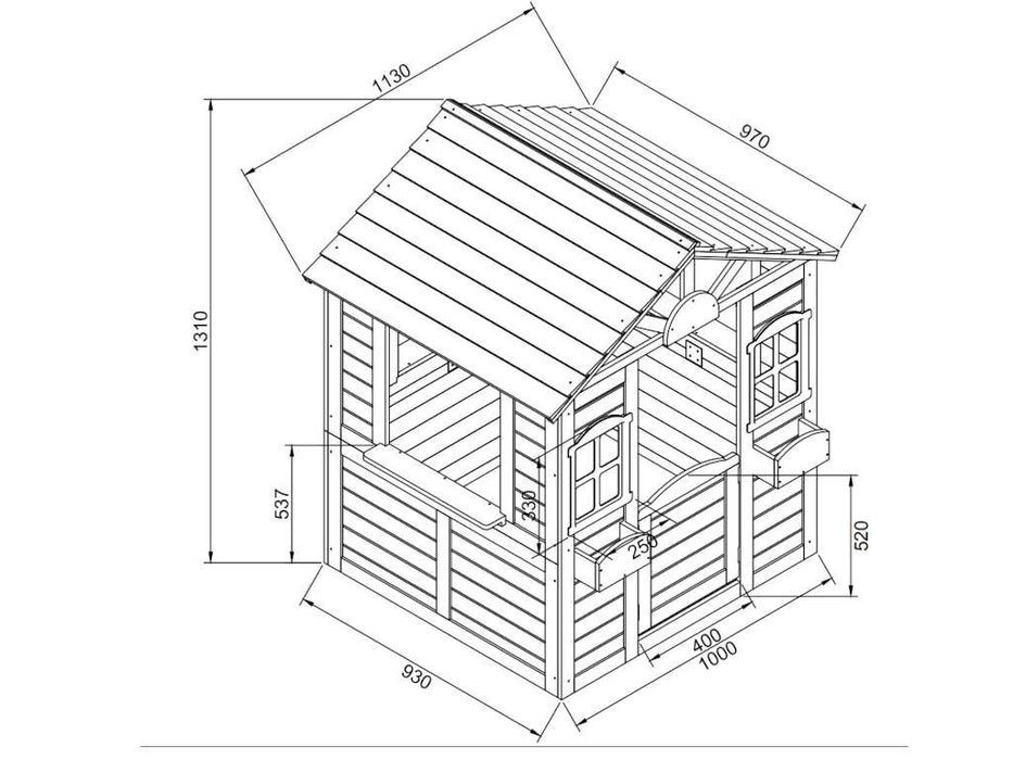 Spielhaus Children's Play House 'Moon' transparent / gris / blanc peint, 113x97x131cm (bxtxh)