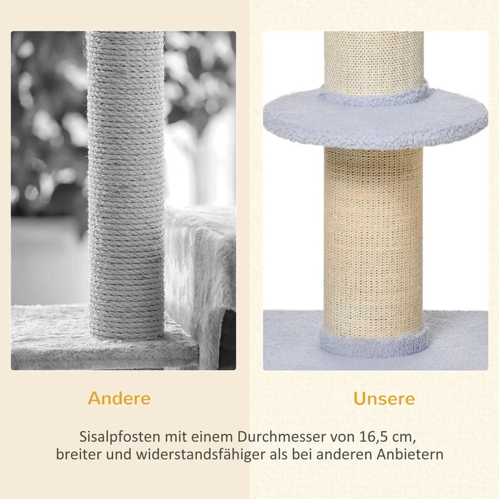 Cat Scratching Post avec plate-forme sisal en peluche bleu clair 45x45x91cm