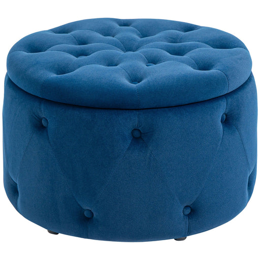 Hocker mit Stauraum Steppdesign mit Knöpfen Samtoptik Blau, 60x60x40cm