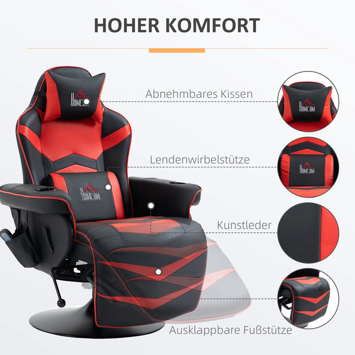 Gamingsessel, Massagefunktion, neigbare Lehne, Fussstütze, bis 120 kg