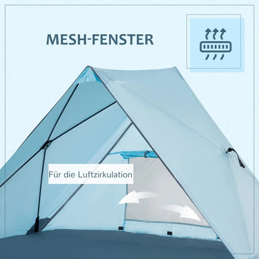 Campingzelt mit UV50+ Sonnenschutz Meshfenster Tragetasche 2-3 Personen Blau, 210x147x120cm