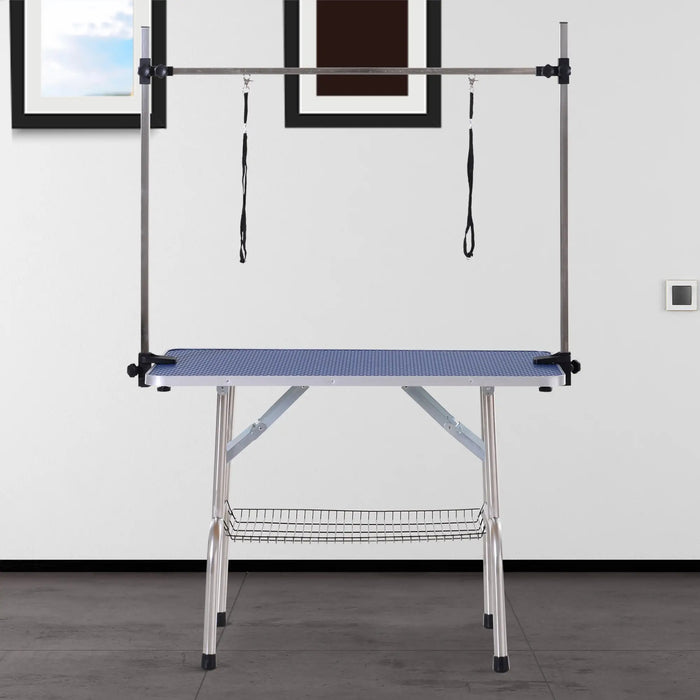 Table de soins aux animaux pliable réglable en hauteur trimtiquement, 107x60x170cm