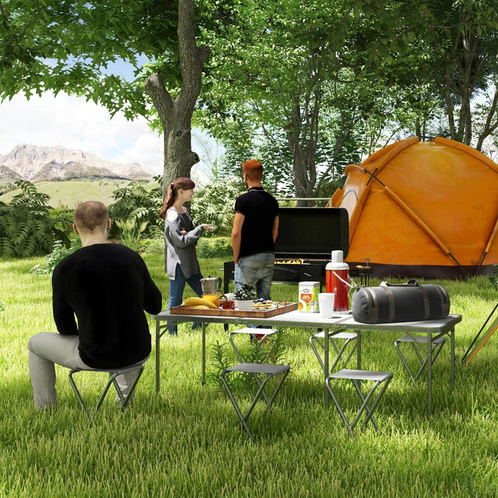 campingtisch set klappbar Picknick-Set Klapptisch mit Stühlen Campingtisch klappbar Silber, 180x — floki24