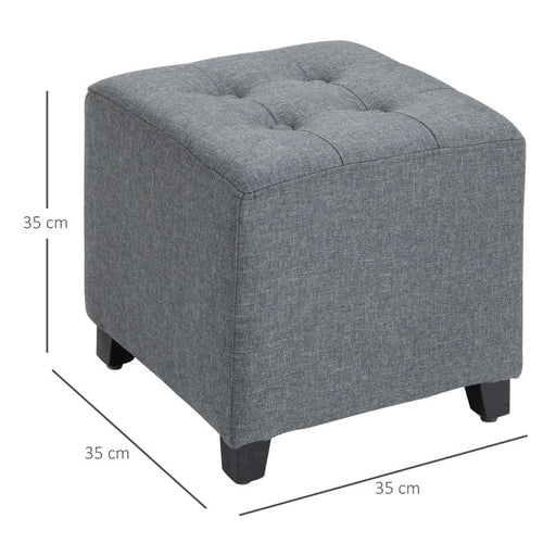 Hocker Sitzhocker Knopfheftung Leinenoptik Grau, 35x35x35cm