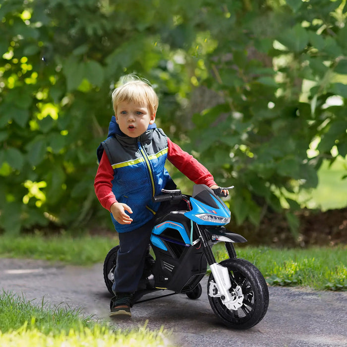 Electrocorrad pour enfants 3 à 6 ans avec roues de support un maximum de 3 km / h métal + bleu plastique 105x52.3x62.3 cm