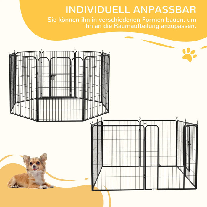 PlayPen de boîtier gratuit pour animaux de compagnie chiens métal noir, 80x100cm