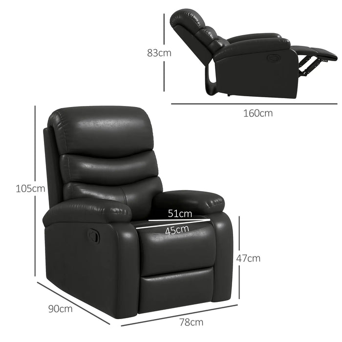 Détendez la fonction de couchage du fauteuil en fauteuil, y compris le support du pied noir, 78x90x105cm