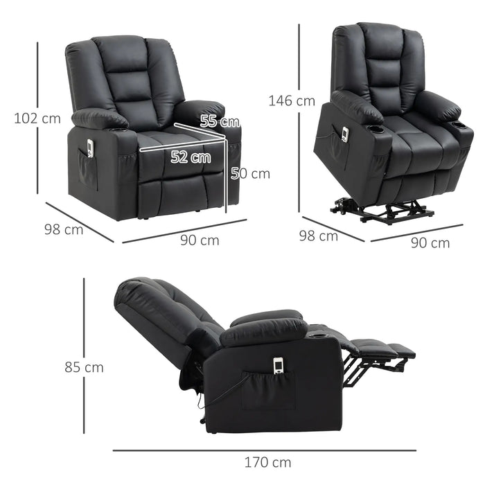 Massaggi sedia con supporto stand -up, telecomando, pelle sintetica, nero, 90x98x102cm