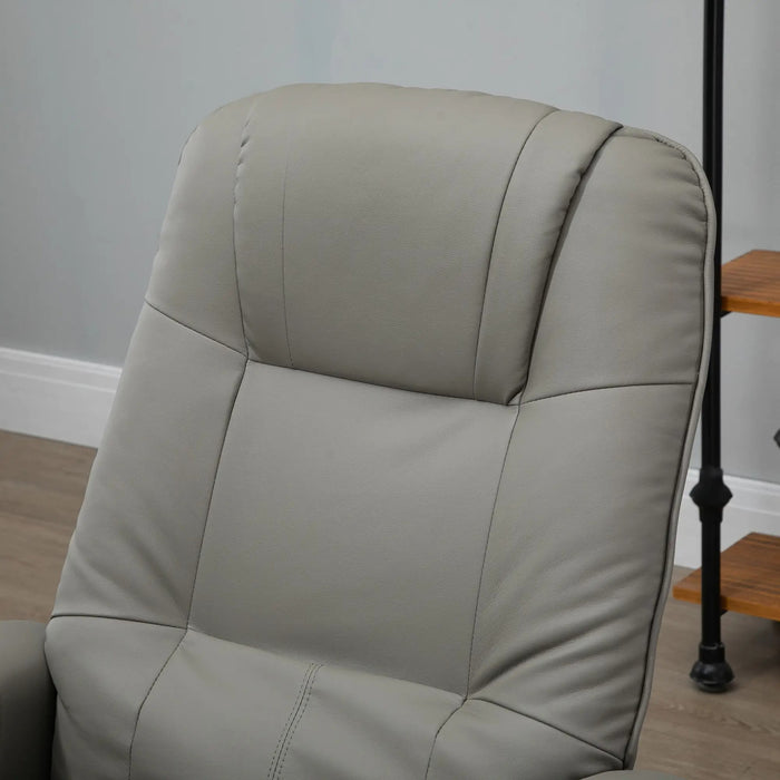 Déchaigneur télévisé en fauteuil fauteuil allongé en cuir artificiel 360 ° chaise rotative gris incliable, 78x87x100cm