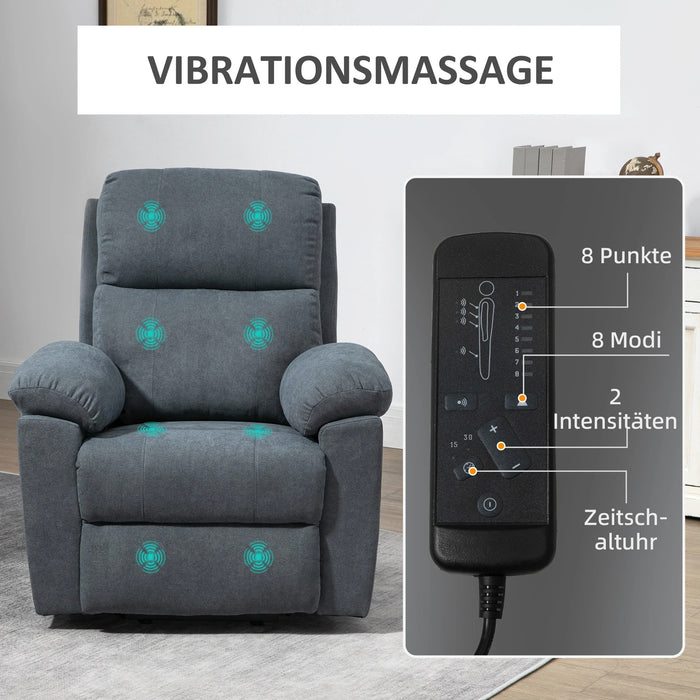 Massage chair with upstair 8 vibration engines including remote control gray, 89x99x103cm