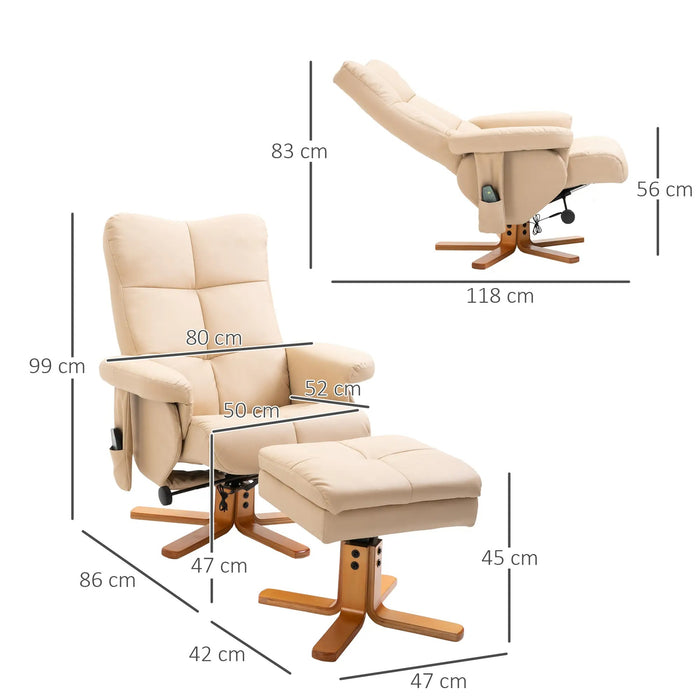 Massaggi sedia con funzione bugiardo e feci di foot con 10 punti di vibrazione cremeeweiss 80x86x99 cm