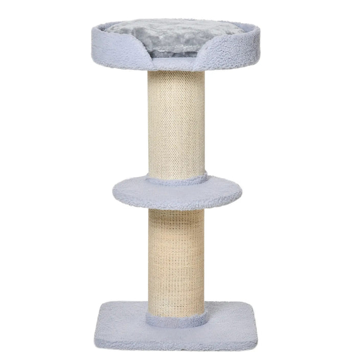 Cat Scratching Post avec plate-forme sisal en peluche bleu clair 45x45x91cm