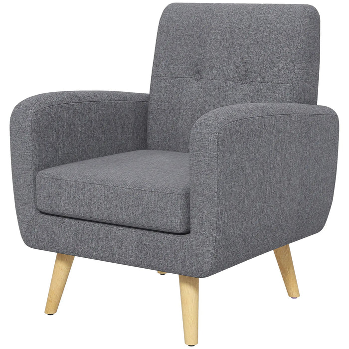 Fauteuil en conception de scandi, fauteuil accent, point bouton, nature + gris clair