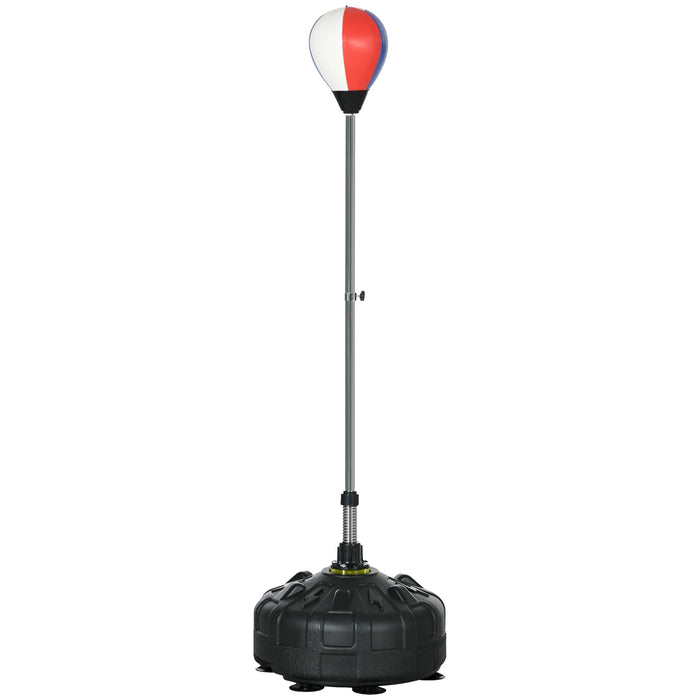 Punching Ball Height Réglable Remplissable Articulation acier noir + rouge + blanc, 147-165 cm