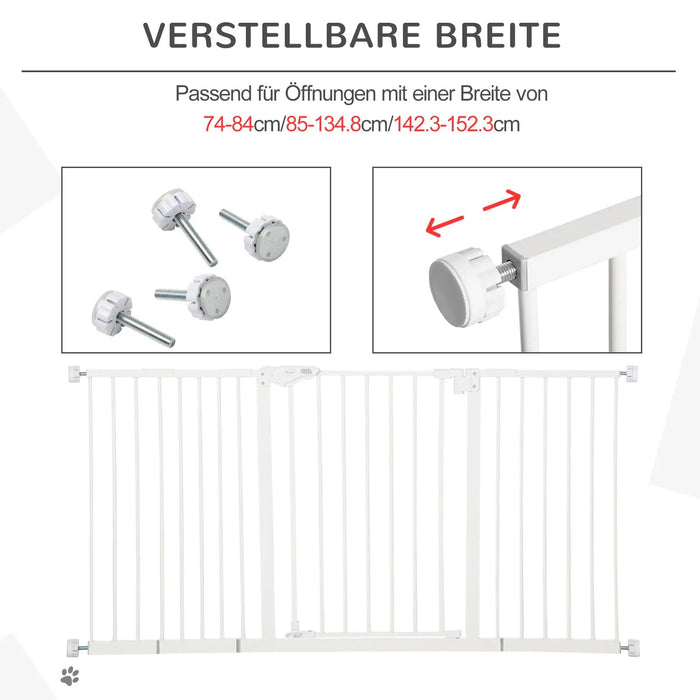 Grille d'arrêt de chien extensible pour agrandir le serrage du métal blanc, 136x76cm