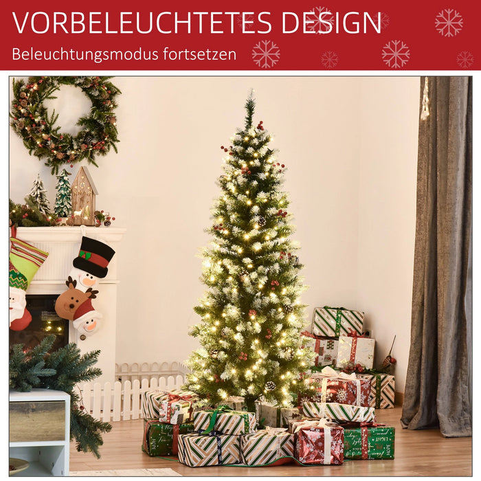 Arbre de Noël avec des baies et des pignons, des lumières LED - 150 cm