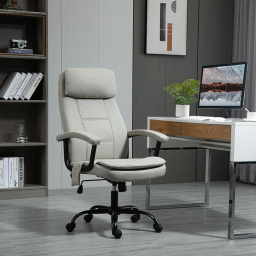 Bürostuhl mit Massagefunktion höhenverstellbar ergonomisch Beige, 63x70x112-121cm