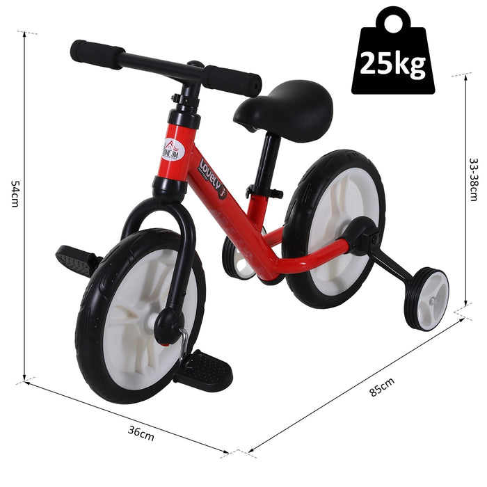 Roue pour enfants avec roues de support et pédales Hauteur de siège réglable, 85x36x54cm