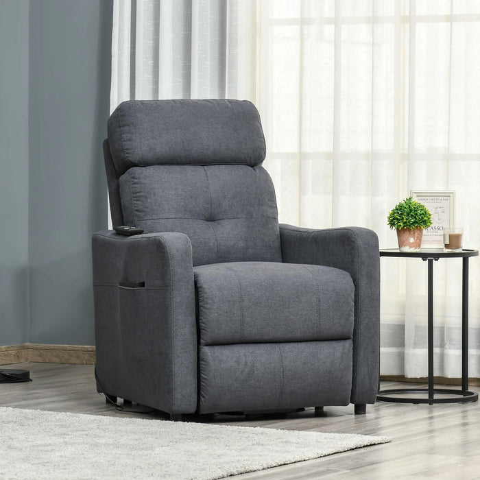 Détendez le fauteuil avec un support - Up, y compris à la télécommande, gris de repose-pied extensible, 71x94x104cm