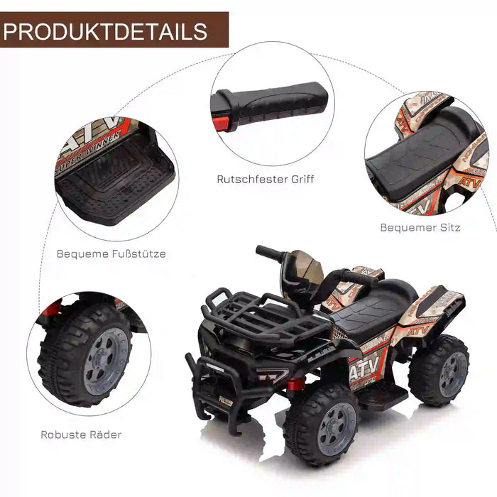 Mini Elektro-Quad ATV Kinderfahrzeug für 18-36 Monate Kinder Metall PP-Kunststoff Schwarz 70x42x45cm