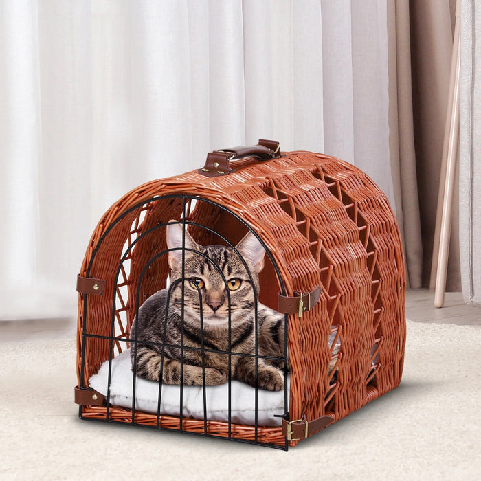 Sac de transport pour chat chien tressé du pâturage, avec des oreillers 42x35x37cm