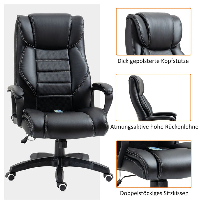 Bürostuhl mit Massage höhenverstellbar ergonomisch Schwarz, 66x78x112-120cm