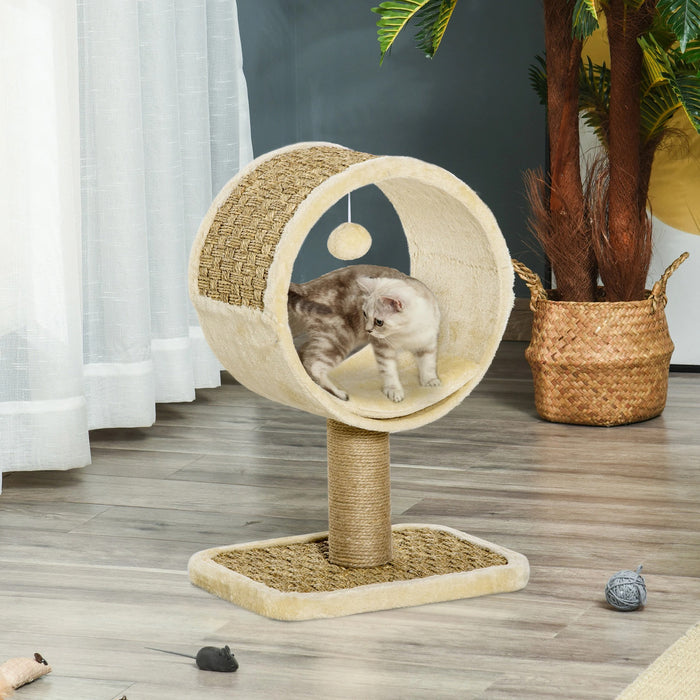 Cat Scratching Post pour un seul chat, kaki + brun clair, 40x30x56cm