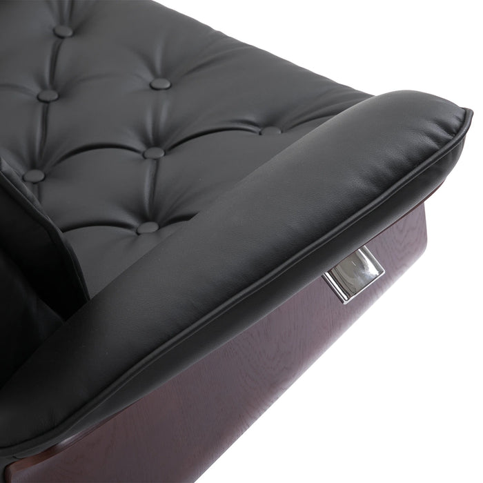 Détendez le fauteuil avec un tabouret de semelles en fauteuil à 360 ° Black rotatif, 82x83x110cm