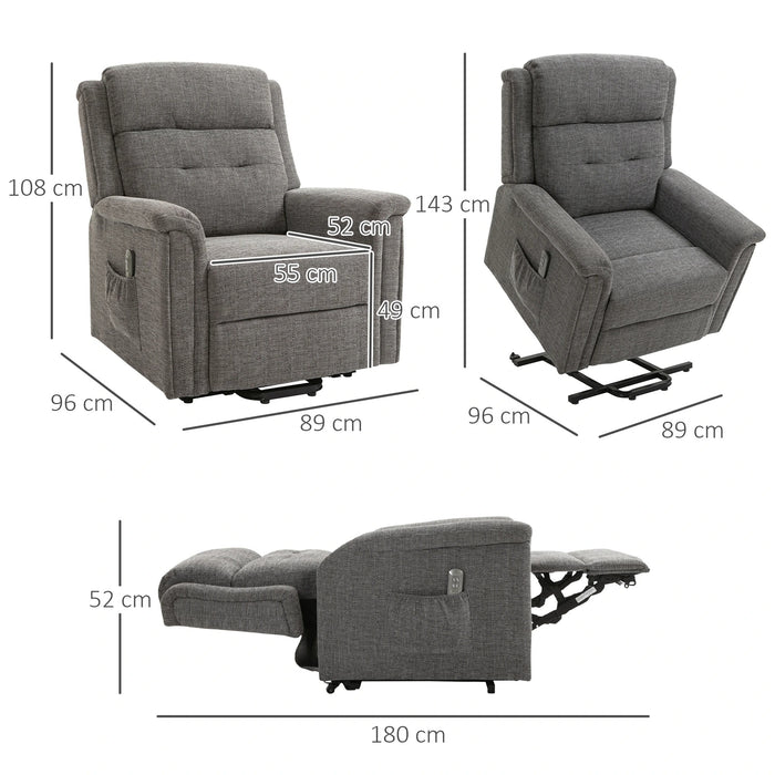 Détendez le fauteuil avec un support - Up, y compris à télécommande de support des pieds Gris en acier, 92x87x108cm