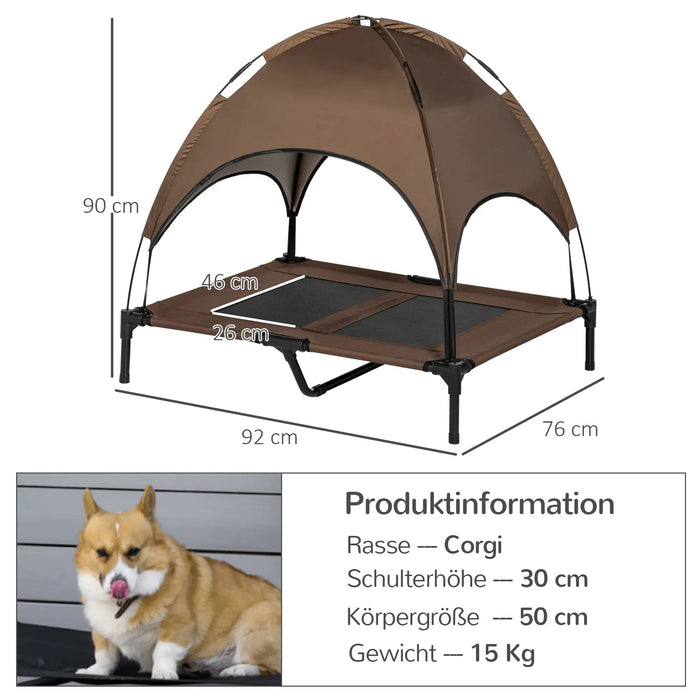 Increased outdoor dog bed dog bed with roof coffee, 92x76x90cm