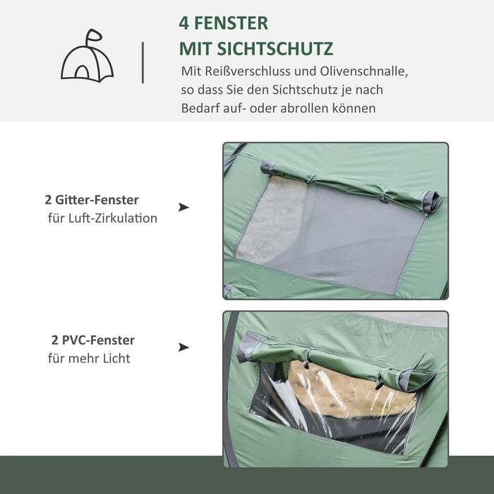 Campingzelt für 4-5 Personen Dunkelgrün + Grau, 263,5x220x123cm