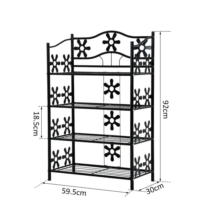 Standregal Pflanzenregal / Schuhregal Ständer 4 Etagen Metall Schwarz 59,5x30x92cm