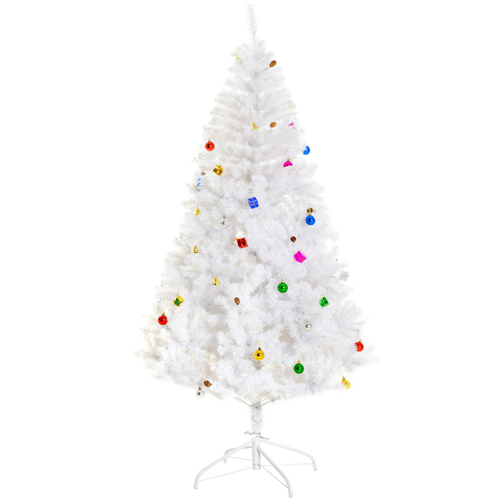 Arbre de Noël en blanc avec décoration de stand - 180 cm